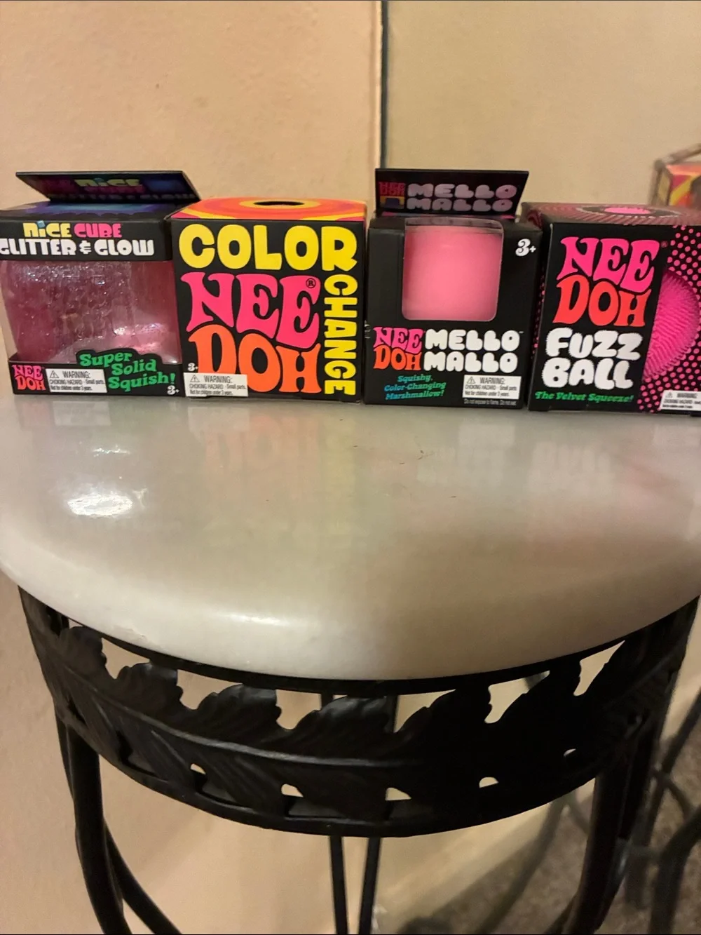 Needoh Color Change, Fuzz Ball, Mello Mallo, Glitter & Glow set of 4
